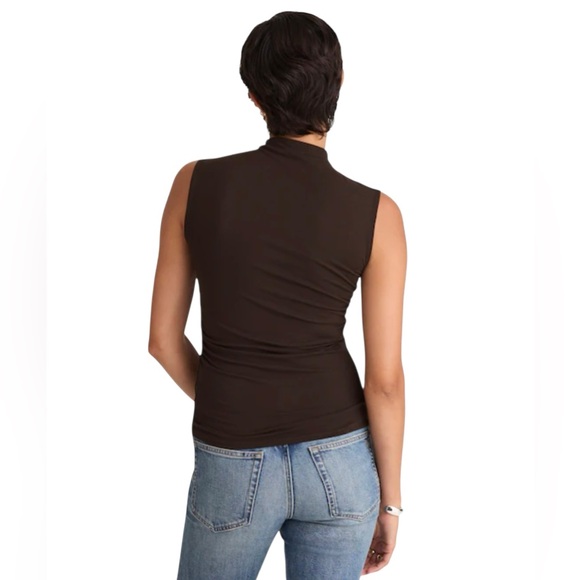 Madewell Women’s Slinky Mockneck Draped Ruched Tank Top NWT XL Molasses - Picture 5 of 12